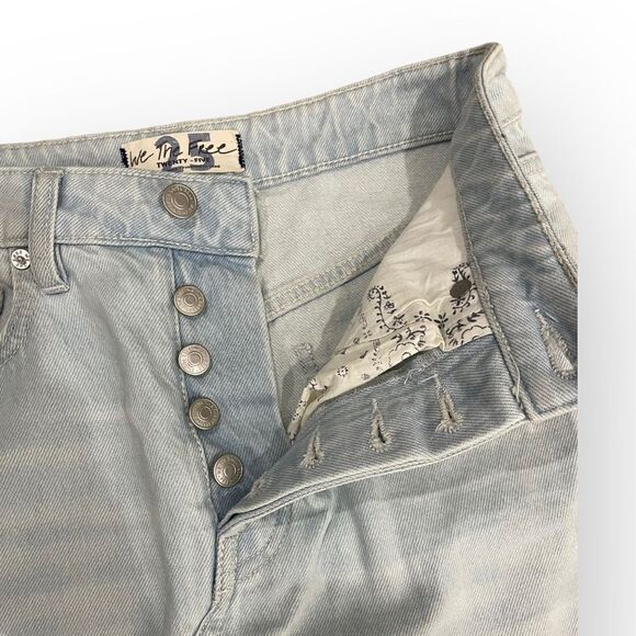 FREE PEOPLE GOING ROGUE DENIM SKIRT OB962056 RAW ASYMMETRIC HEM TIDAL WAVE SZ 25 - Picture 12 of 13